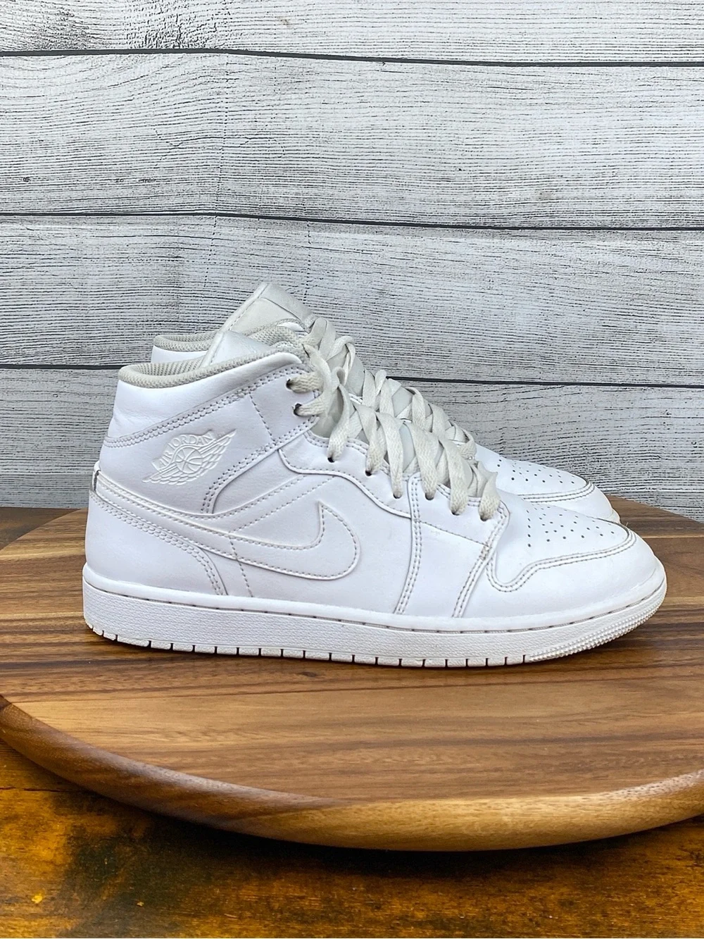Nike Air Jordan 1 Mid Triple White Men’s Shoes 554724-136 Sneaker Size 8